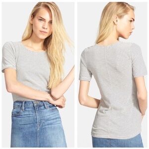 Frame Le Slim striped tee supima cotton cashmere blue